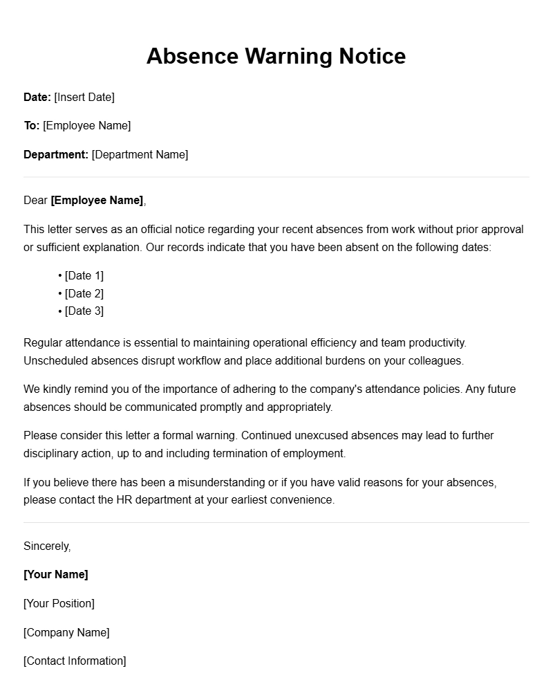 Effective Absence Warning Letter Templates for Employers
