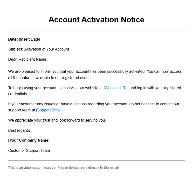 Professional Account Activation Letter Templates for Easy Use