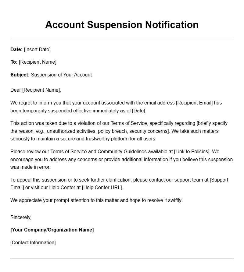 Sample Account Suspension Letter Templates for Businesses