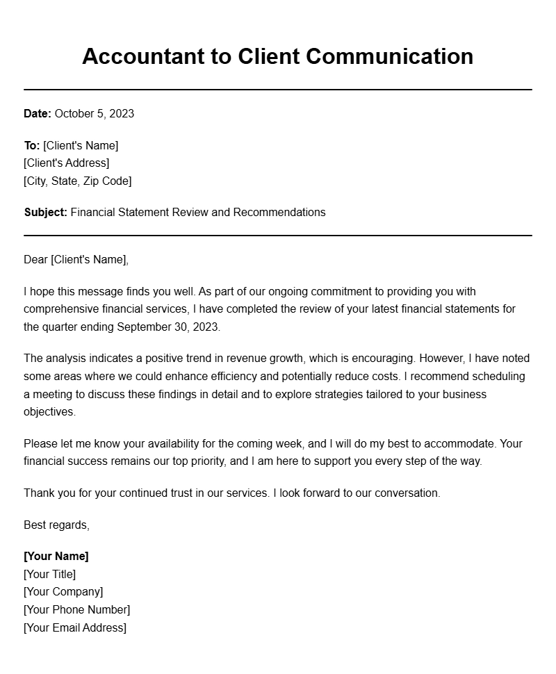 Accountant to Client Letter Samples for Effective Communication