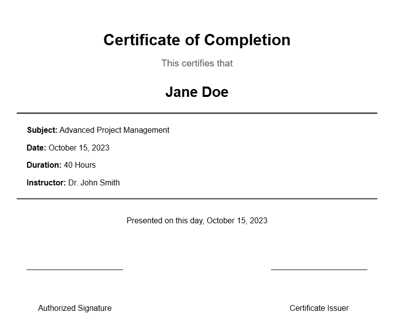 Adult Learner Certificate Samples for Your Inspiration