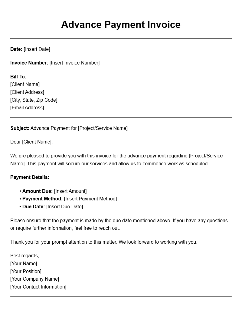 Advance Payment Invoice Templates for Your Business Needs
