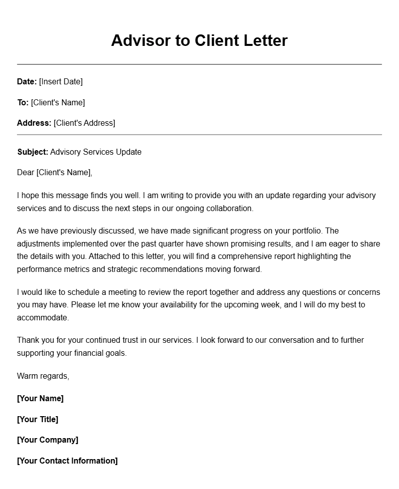 Advisor to Client Letter Templates for Effective Communication