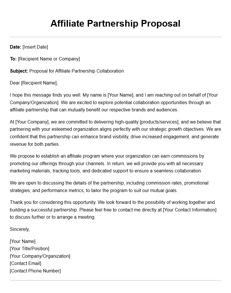 Effective Affiliate Partnership Letter Templates for Business Collaboration Effective Affiliate Partnership Letter Templates for Business Collaboration
