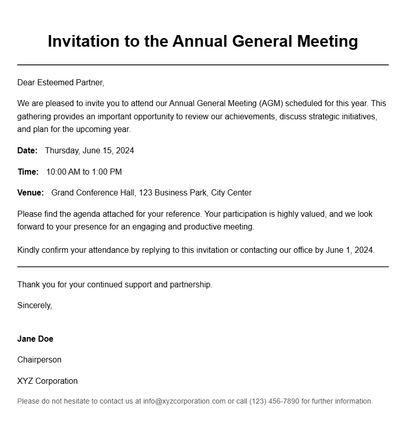 Sample Invitation Letters for Annual Meetings
