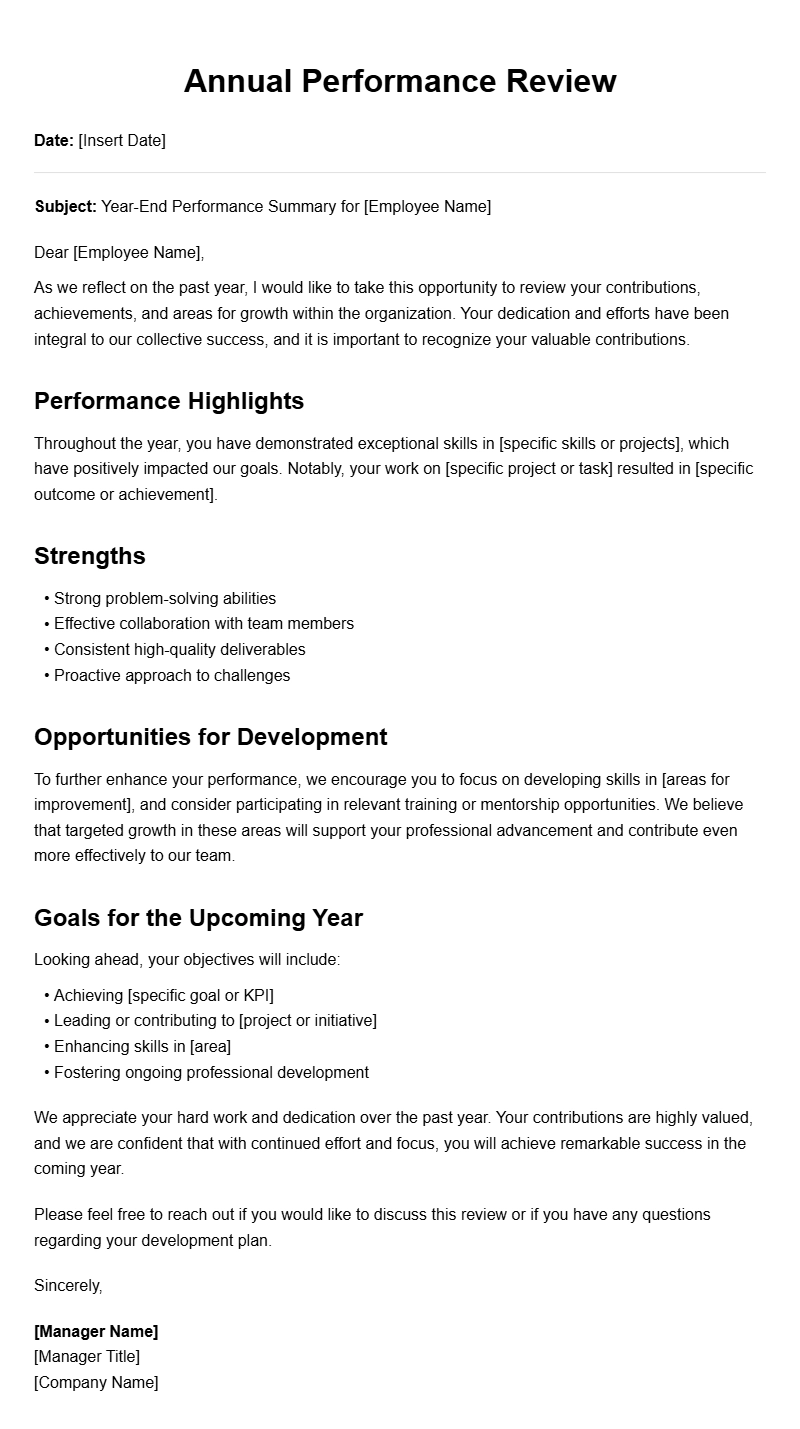Professional Annual Review Letter Templates for Every Need