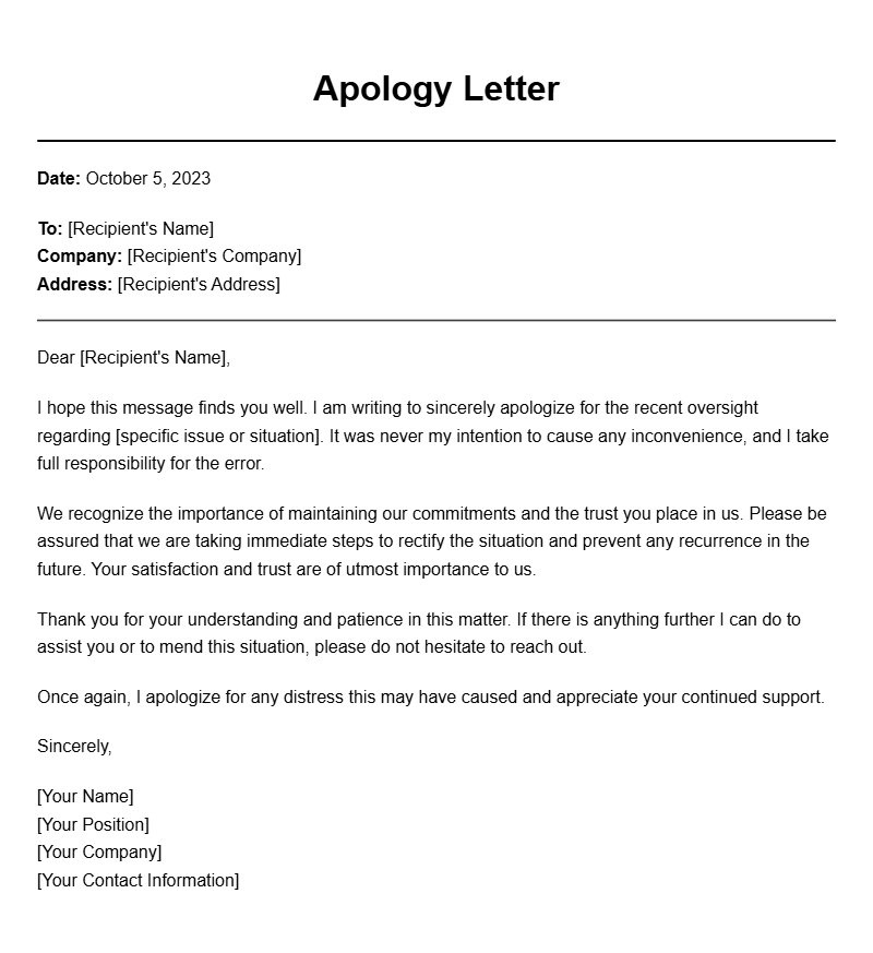 Apology Letter Samples for Every Situation