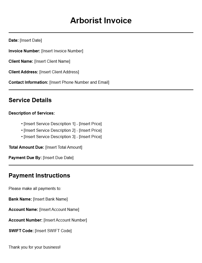 Arborist Invoice Templates for Your Tree Care Business