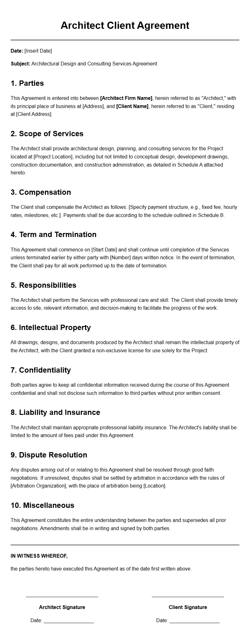 Architect Client Agreement Templates for Smooth Projects