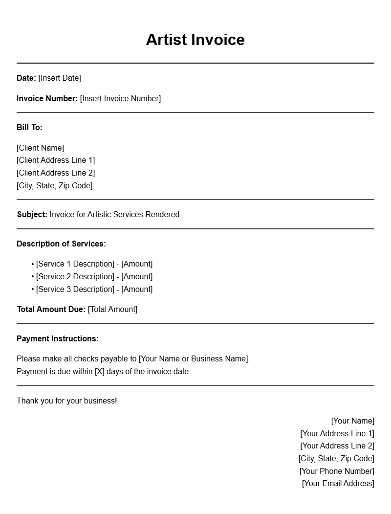 Essential Artist Invoice Templates for Your Business