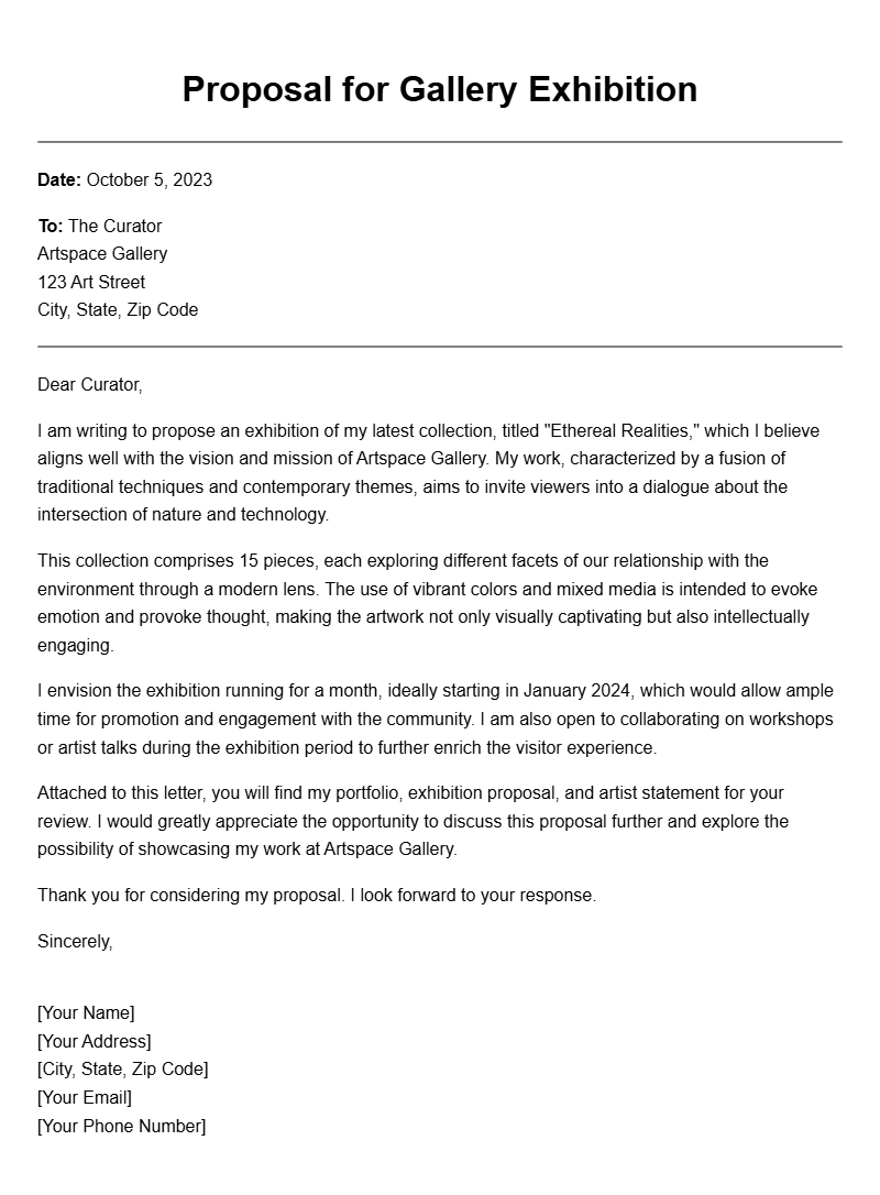 Artist to Gallery Letter Samples for Effective Communication Artist to Gallery Letter Samples for Effective Communication