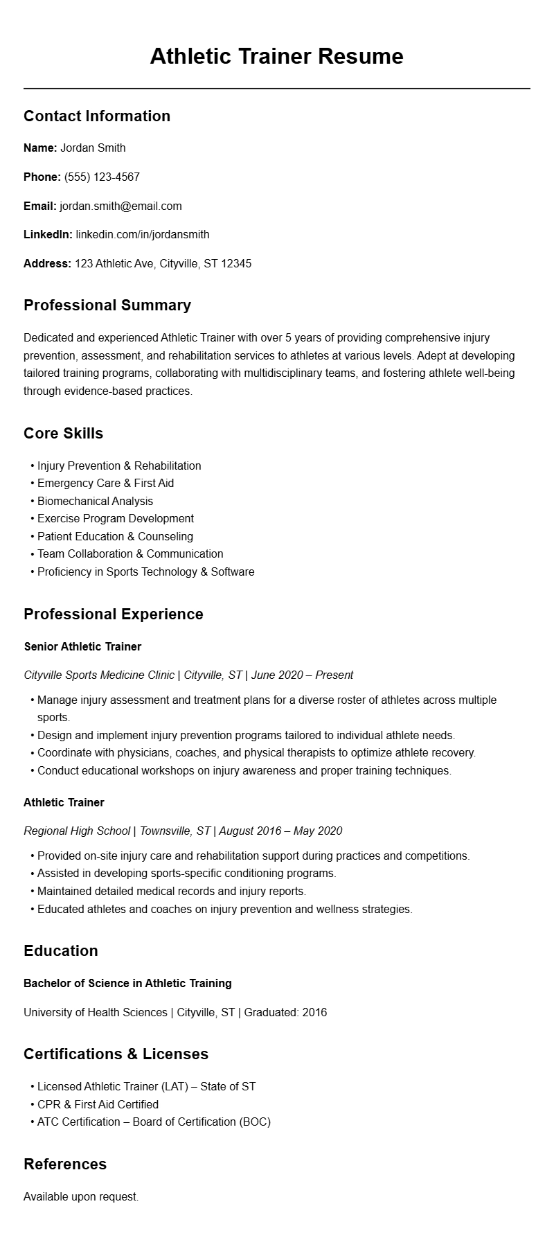 Best Athletic Trainer Resume Templates for a Strong Application
