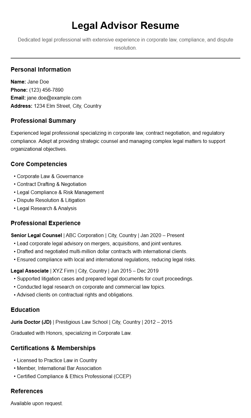 Professional Attorney Resume Templates for Legal Careers
