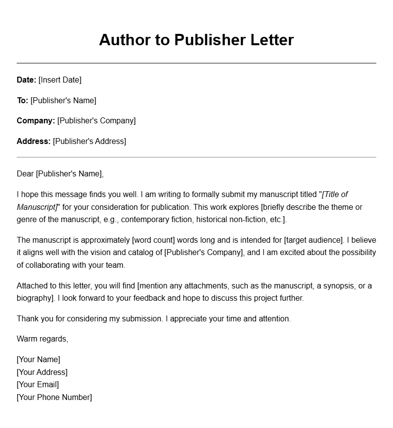 Author to Publisher Letter Templates for Your Publishing Journey