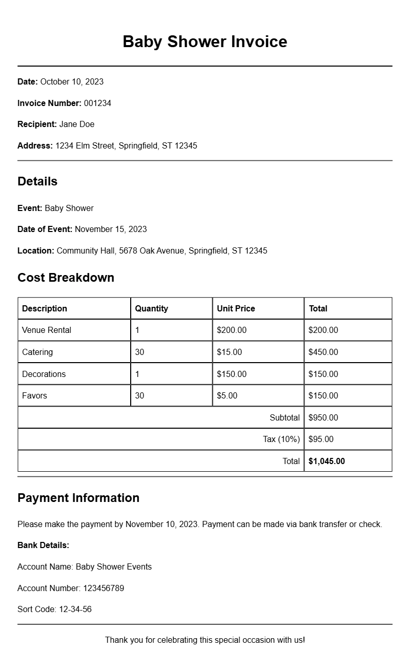 Essential Baby Shower Invoice Templates for Easy Planning