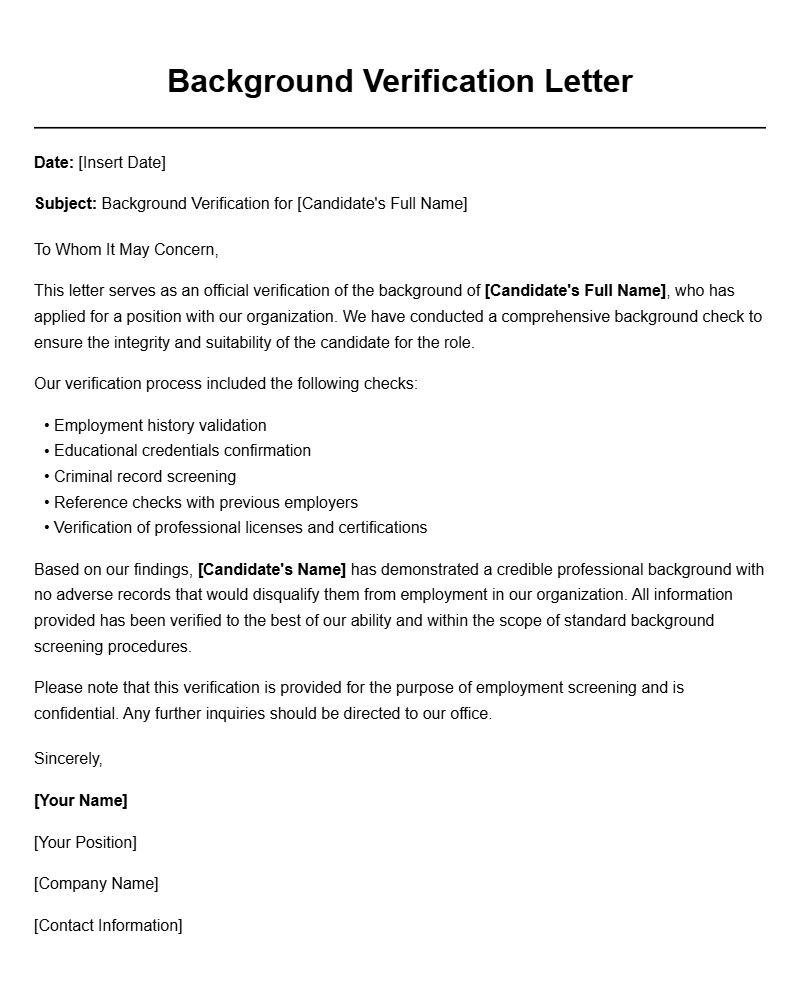 Sample Background Verification Letters for Employers