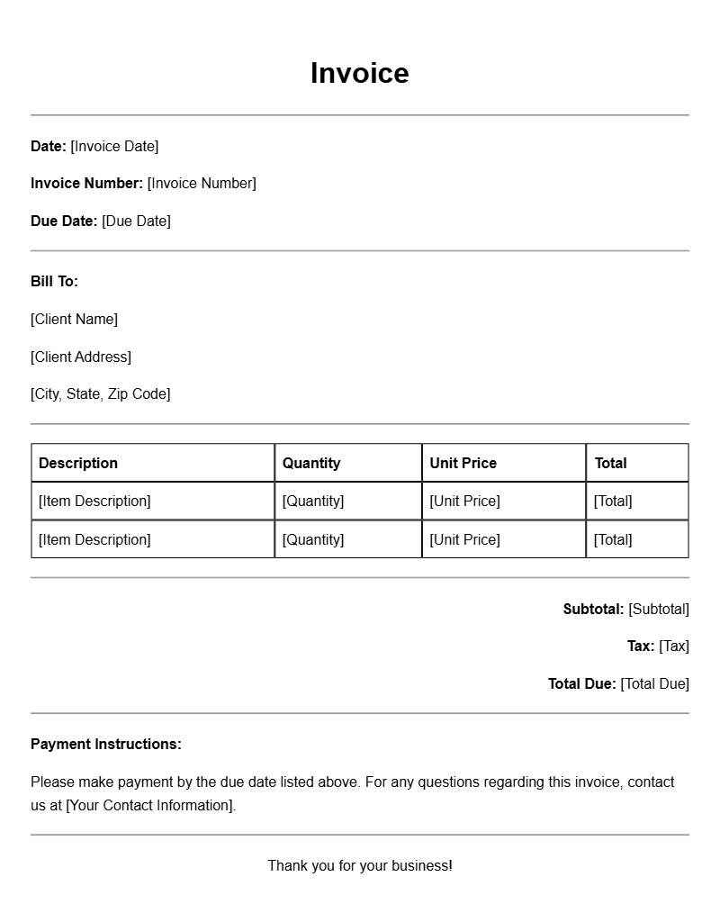 Balance Due Invoice Templates for Easy Payment Management