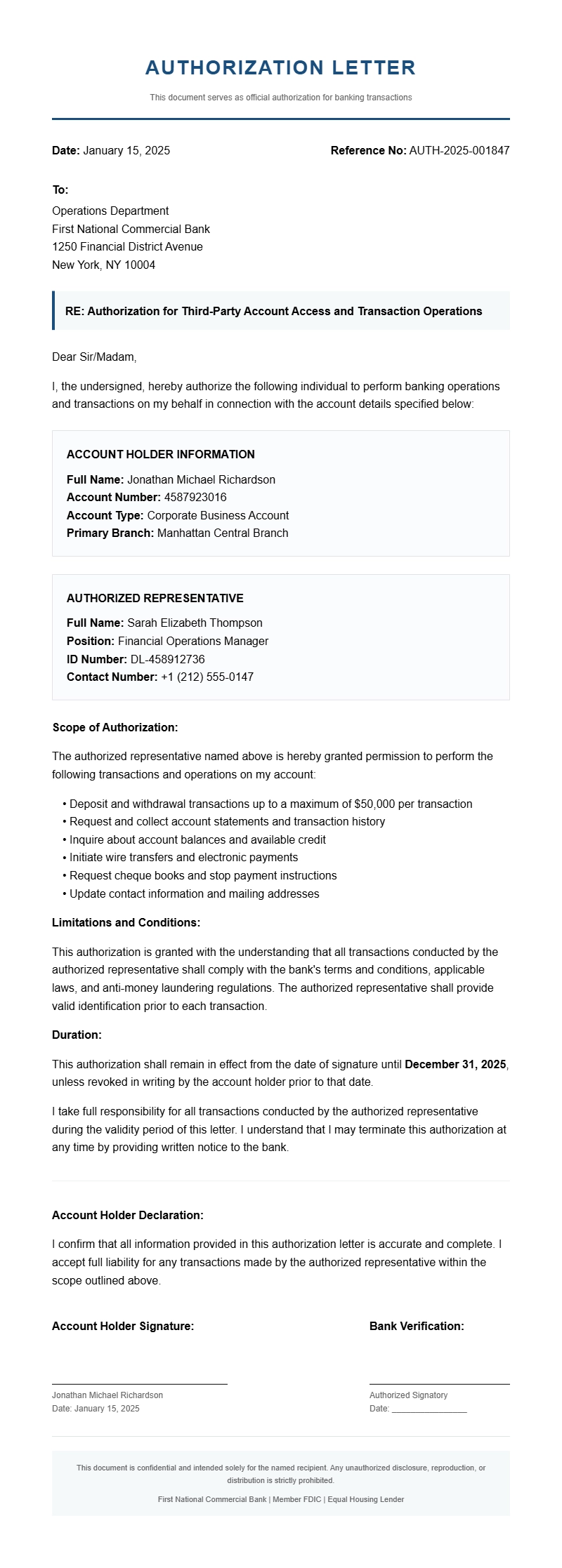 Bank Authorization Letter Templates