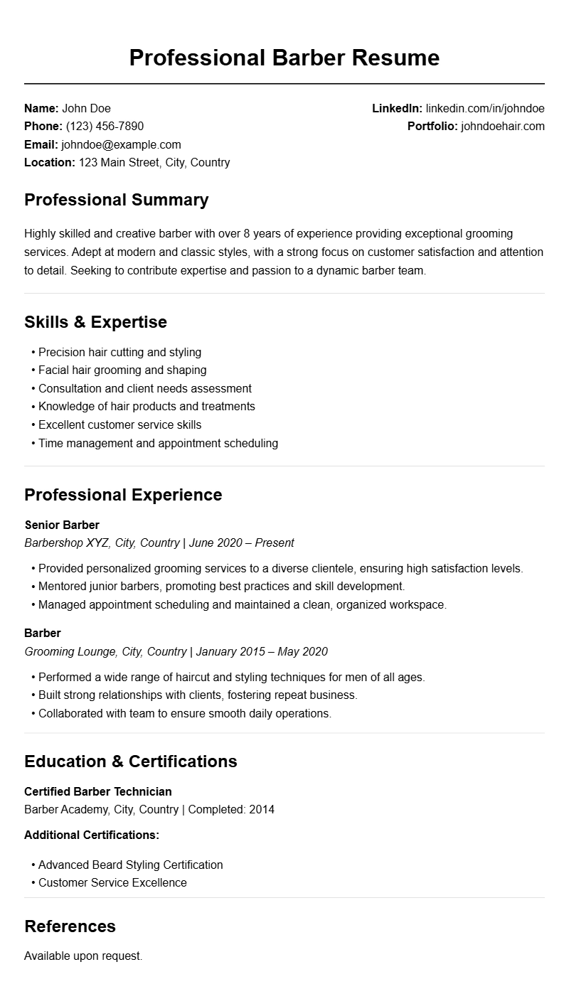 Best Barber Resume Templates to Showcase Your Skills