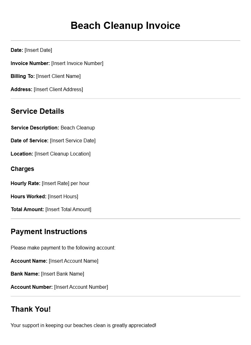 Beach Cleanup Invoice Templates for Easy Billing