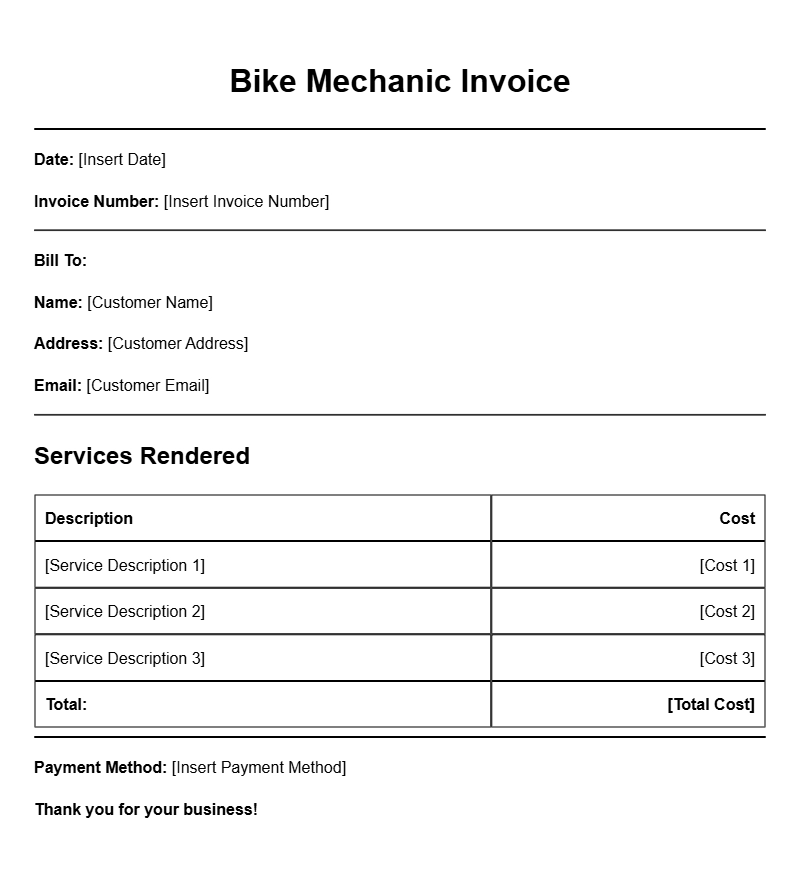 Essential Bike Mechanic Invoice Templates for Your Business