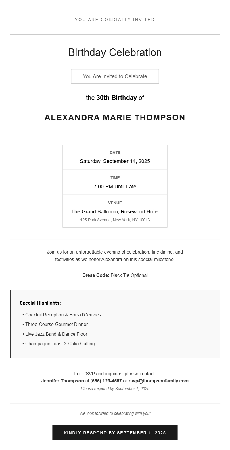 Birthday Invitation Letter Templates