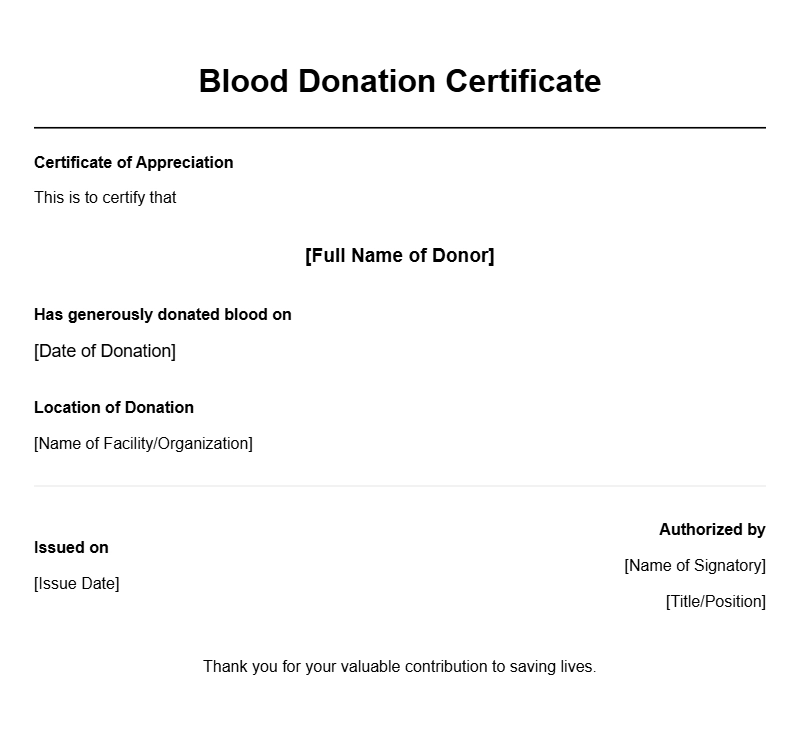Blood Donor Certificate Templates for Recognizing Generosity