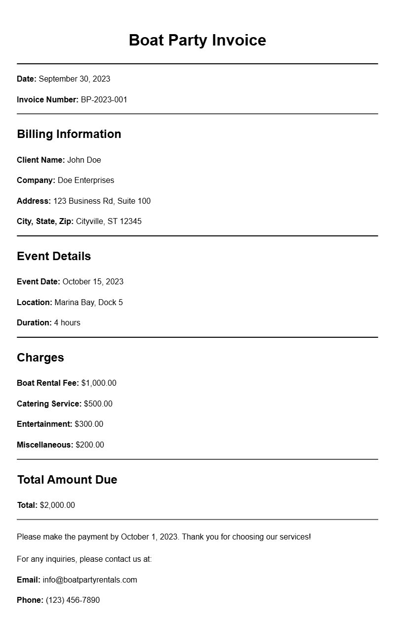 Boat Party Invoice Templates for Easy Event Management