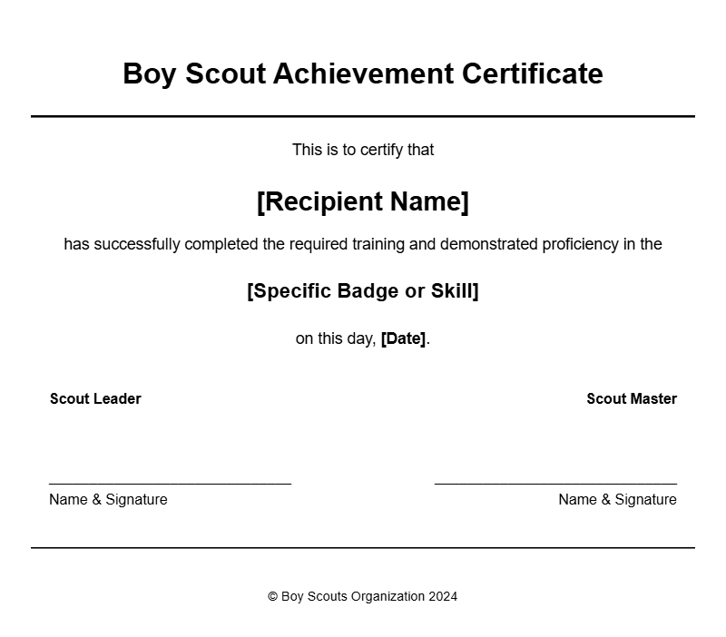Boy Scout Certificate Templates for Recognizing Achievement