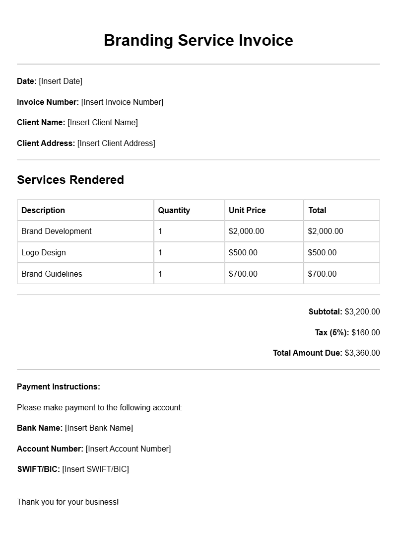 Branding Service Invoice Templates for Your Business Needs