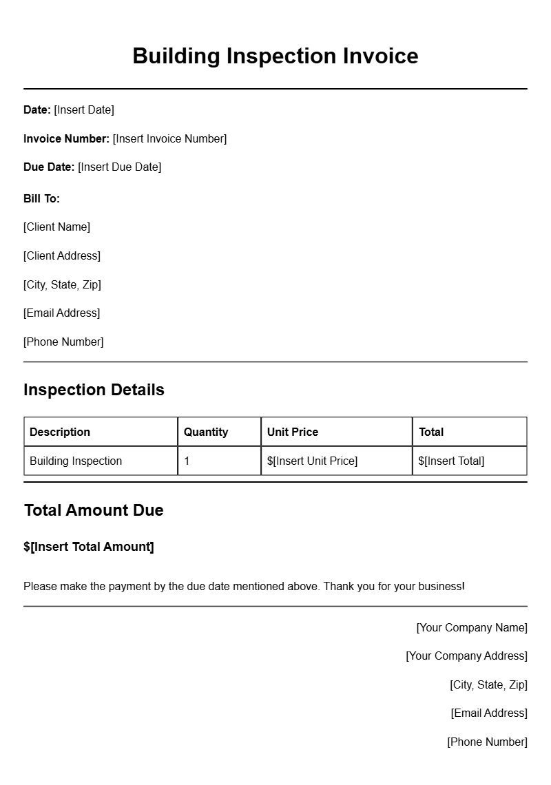 Building Inspection Invoice Templates for Professionals