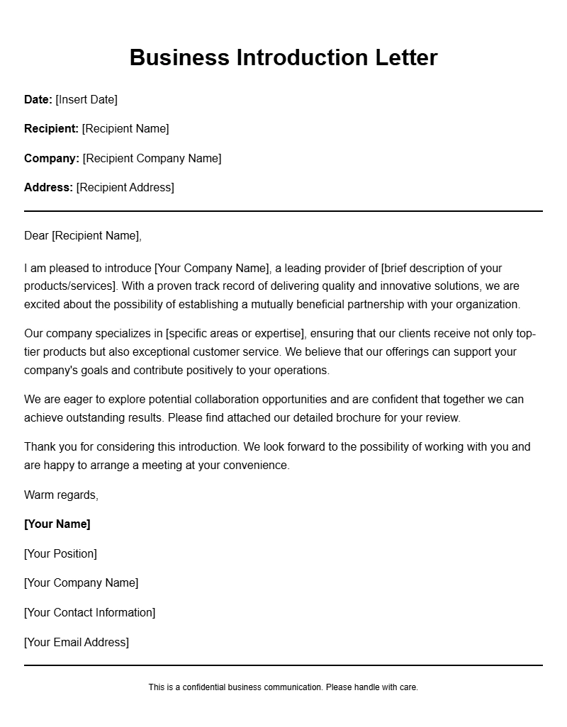 Professional Business Introduction Letter Templates to Make a Great First Impression