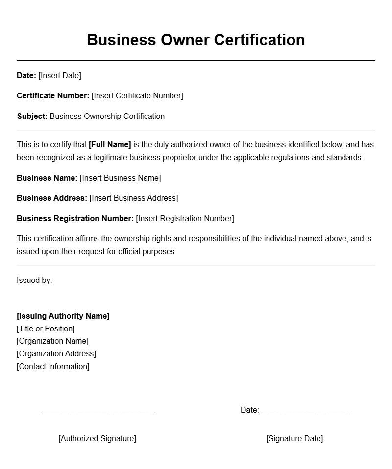 Professional Business Owner Certificate Templates for Recognition