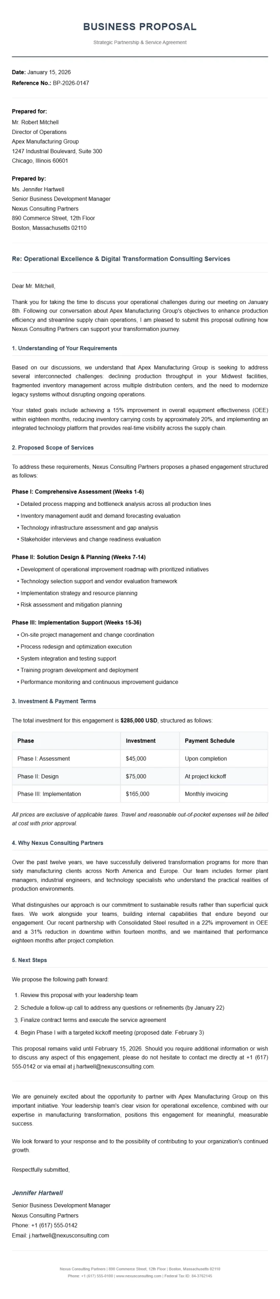 business proposal letter samples
