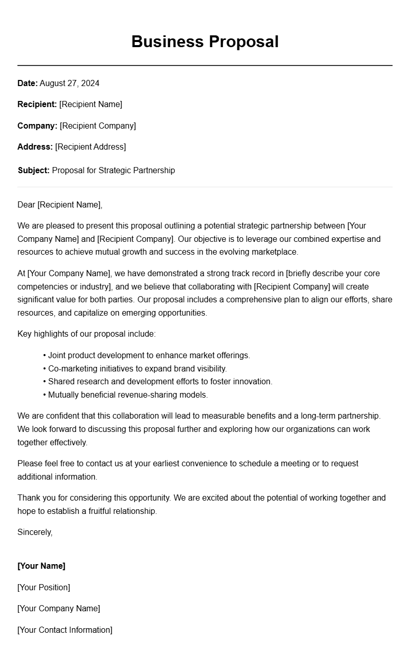 Effective Business Proposal Letter Templates for Success