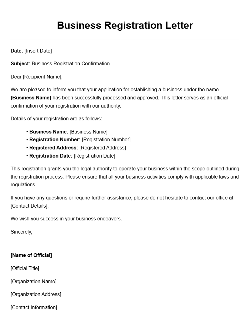 Effective Business Registration Letter Templates for Your Needs