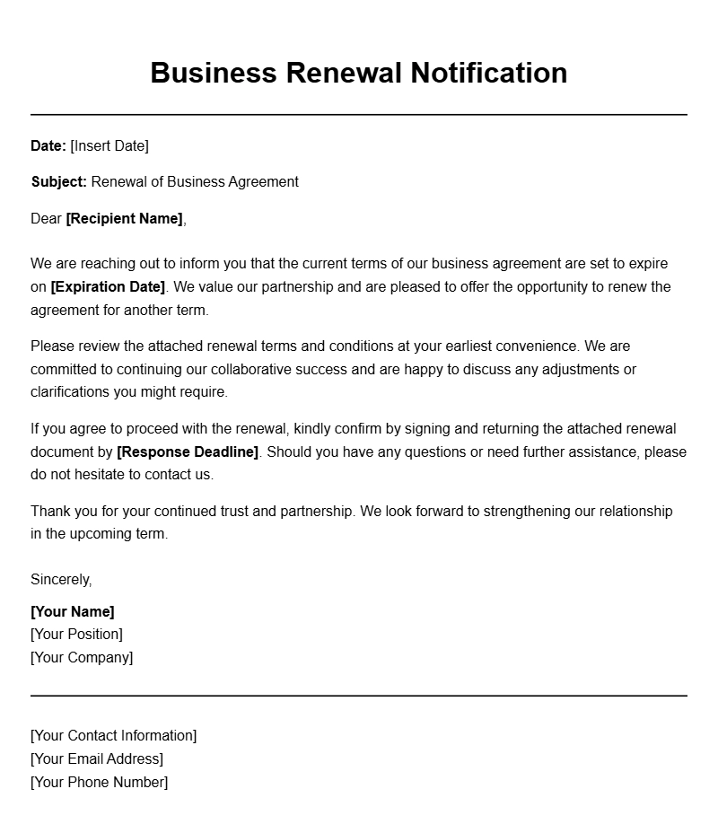 Professional Business Renewal Letter Templates for Your Needs