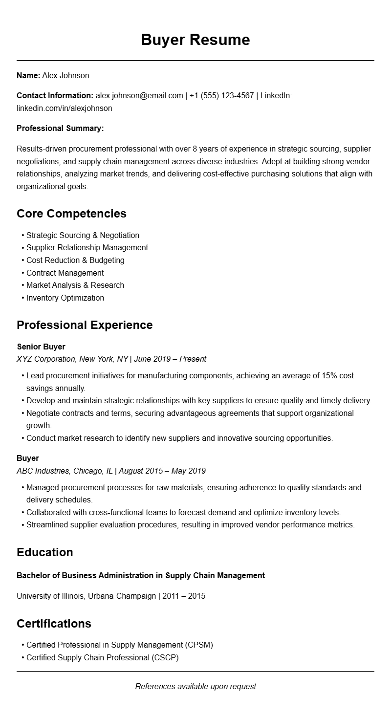 Buyer Resume Samples to Showcase Your Skills