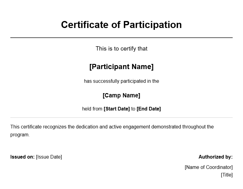 Sample Certificates for Camp Participants to Inspire Your Certificate Design