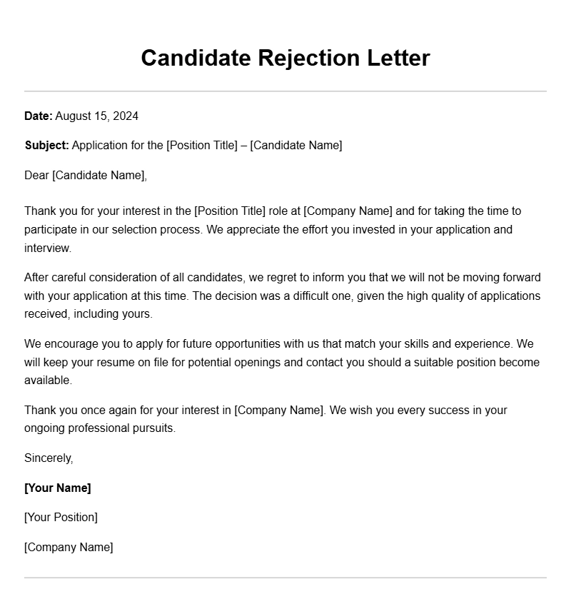 Effective Candidate Rejection Letter Samples for Employers