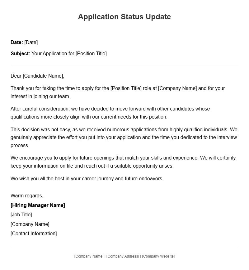 Templates for Candidate Rejection Letters