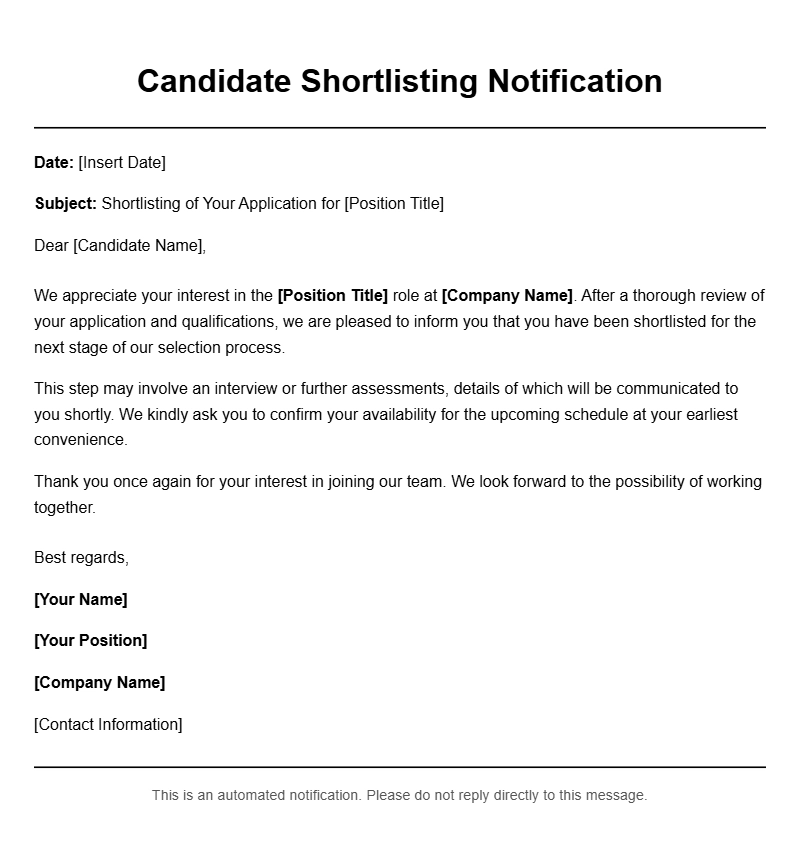 Effective Candidate Shortlisting Letter Templates for Hiring