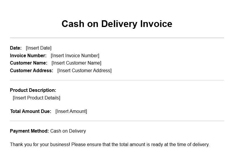 Cash on Delivery Invoice Templates for Easy Transactions