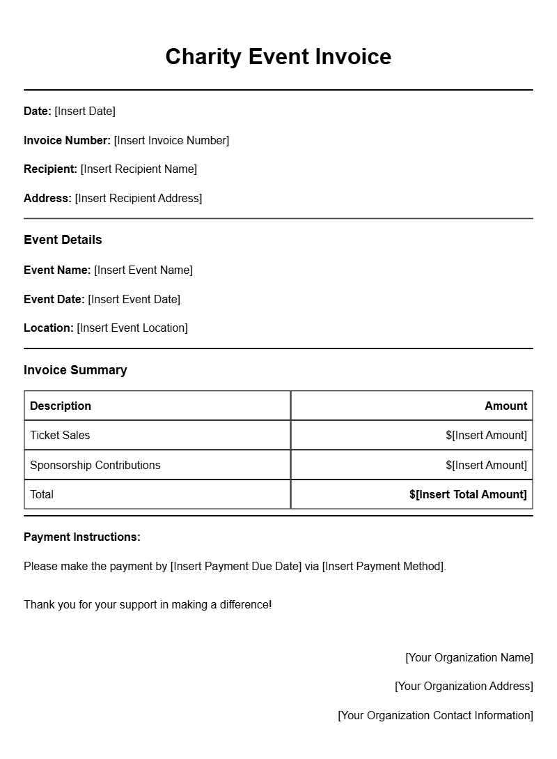 Charity Event Invoice Templates for Your Fundraising Needs