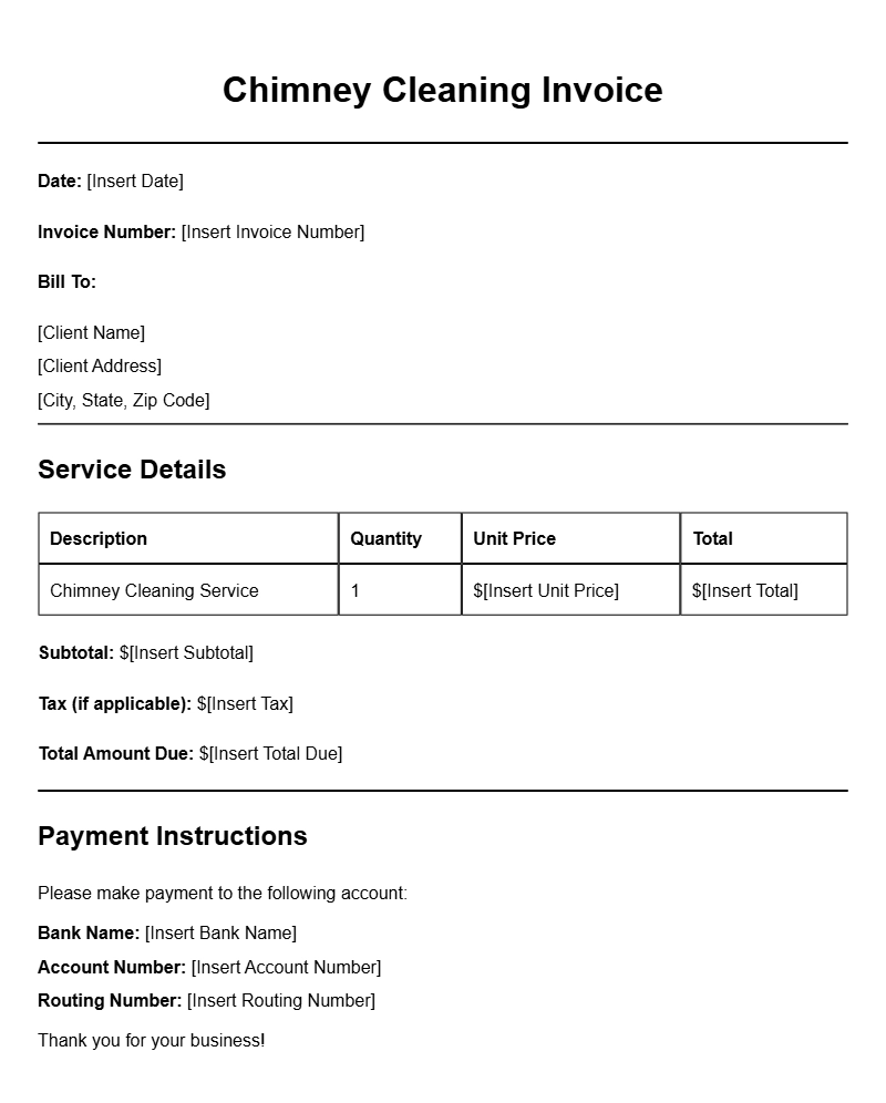 Chimney Cleaning Invoice Templates for Your Business Needs