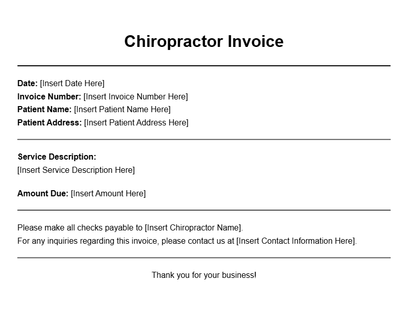 Chiropractor Invoice Templates for Easy Billing Management