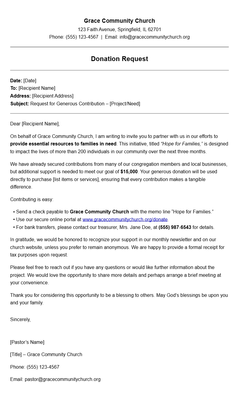 Church Donation Request Letter Templates