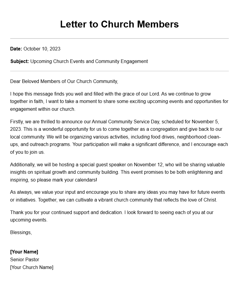 Church Leader to Member Letter Templates for Every Occasion