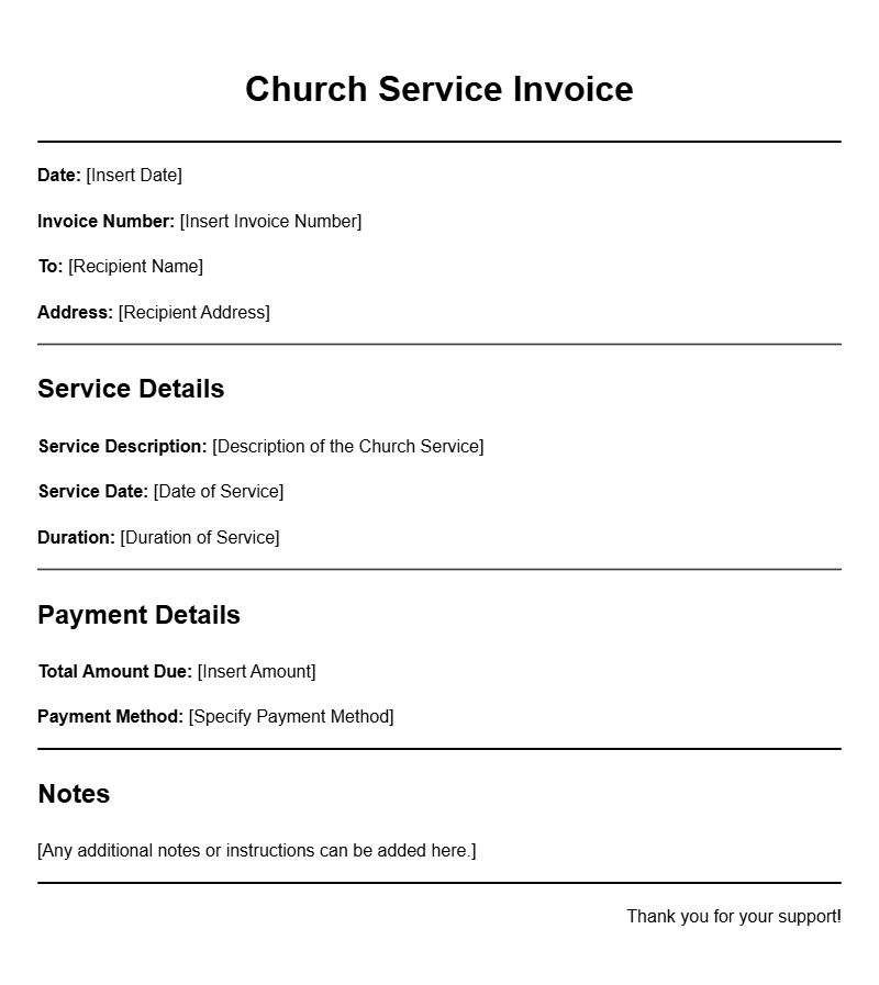 Church Service Invoice Templates for Easy Billing