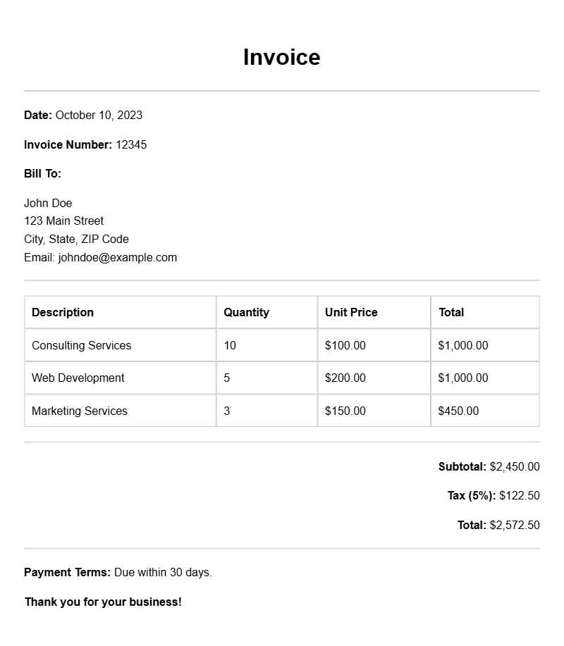 Cleaner Invoice Samples for Easy Billing Solutions